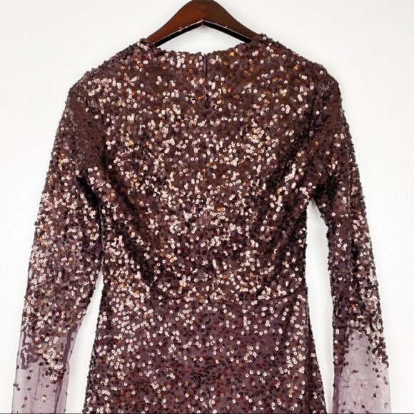 French Connection Emille Sparkle Long Sleeve Sequin Sheath Mini Dress 0/XS NWOT - Picture 6 of 9
